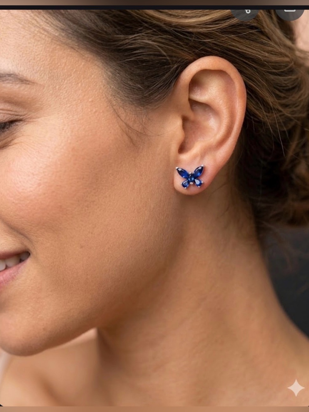 Pandora Sterling Silver Blue Butterfly Stud Earrings